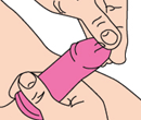 Putting on a condom